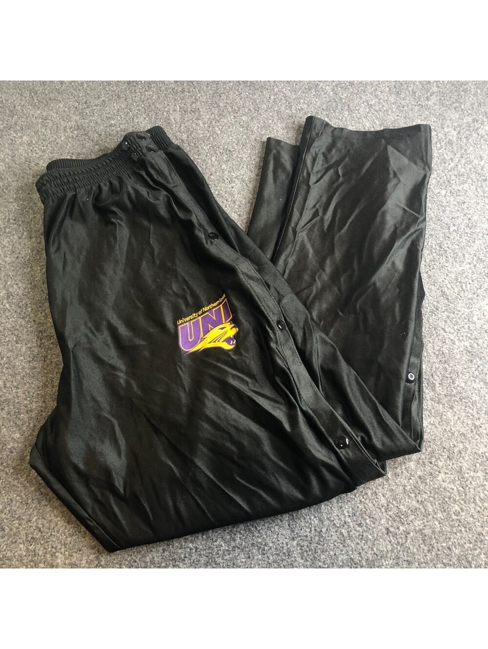 University of Northern Iowa Snap Pants Mens XL Black Vintage 90s Dazzle 34"